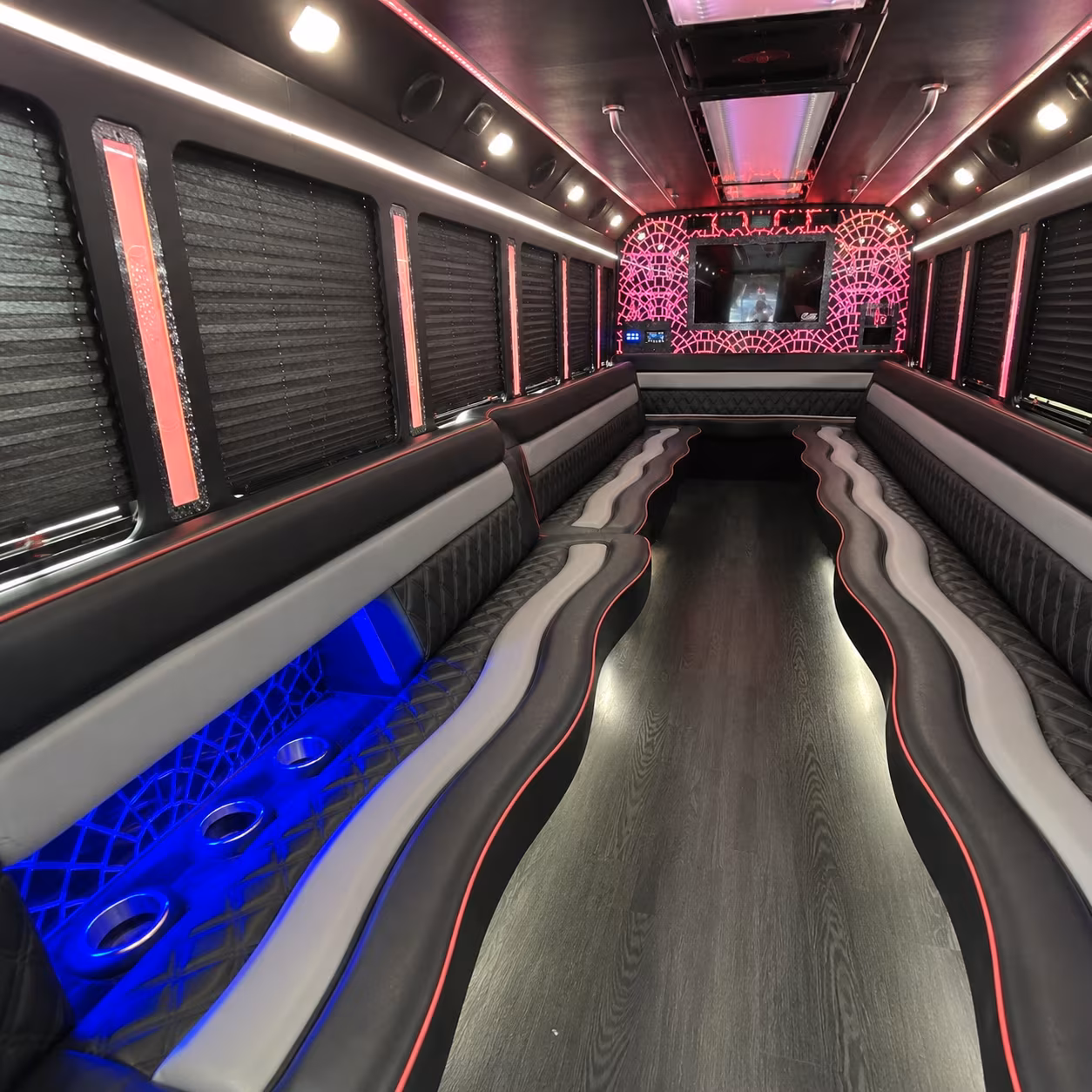 Passenger watching the Alexandria scenery during a regional party bus road trip