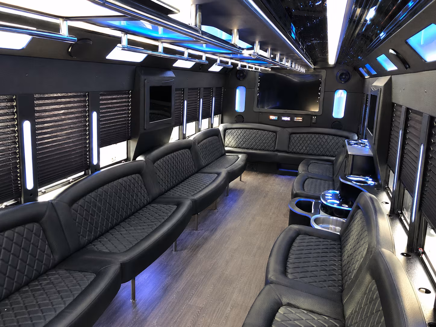 White party bus exterior