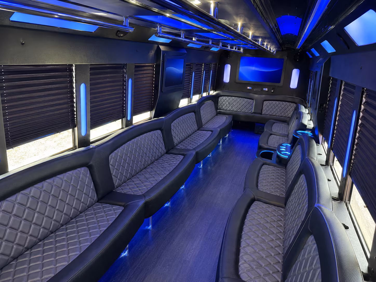 White party bus exterior