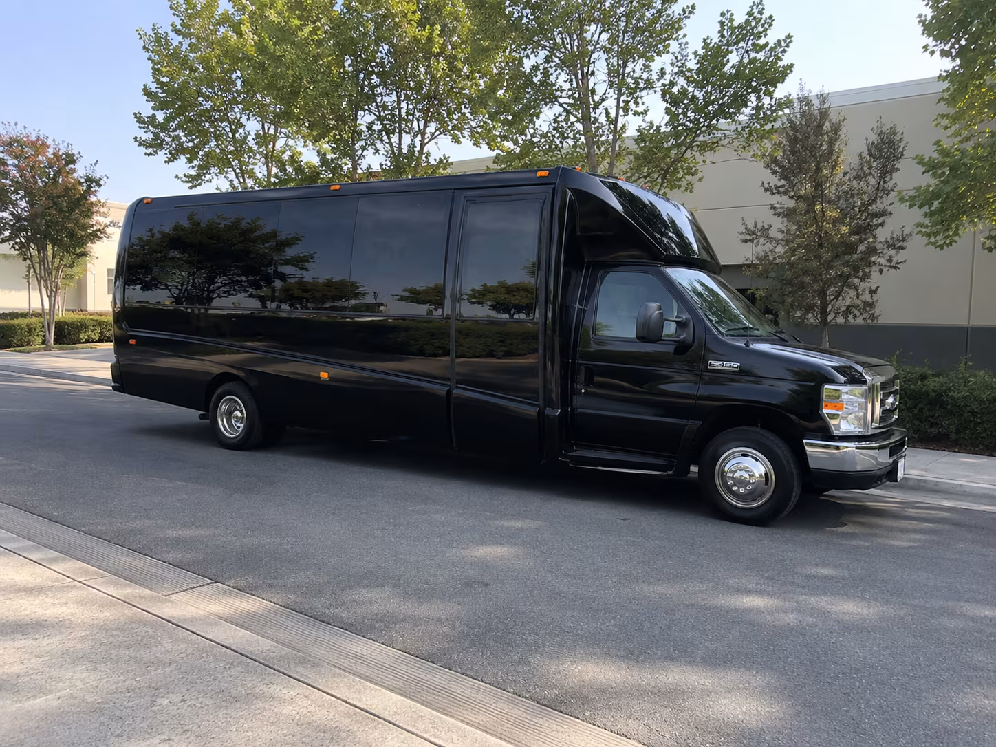 White party bus exterior