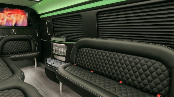 Interior of Charter Bus Company Baltimore's 14 Passenger Sprinter Limousine in Baltimore