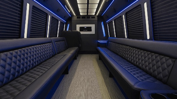 Interior of Charter Bus Company Waldorf's 30 Passenger Party Bus in Waldorf