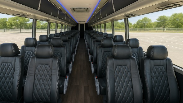 Interior of Charter Bus Company Alexandria's 40 Passenger Charter Bus in Alexandria