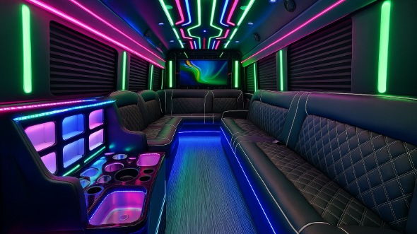 Interior of Charter Bus Company Baltimore's 40 Passenger Party Bus in Baltimore