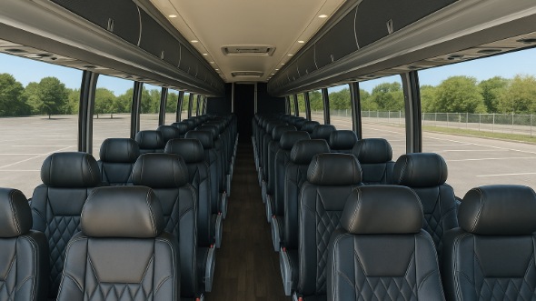 Interior of Charter Bus Company Alexandria's 54 Passenger Charter Bus in Alexandria