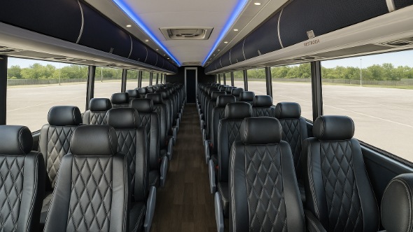 Interior of Charter Bus Company Alexandria's 56 Passenger Charter Bus in Alexandria
